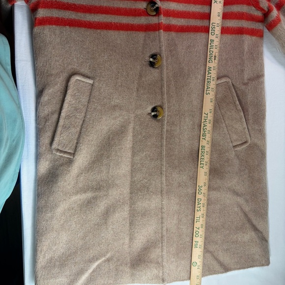 Boden Tan and Orange Striped Wool Coat 3-button size US 10 - Picture 7 of 12